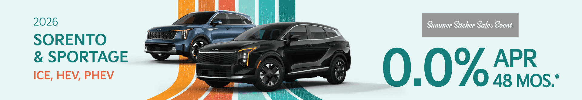 2026 Kia Sorento & Sportage ICE, HEV, PHEV: 0.0% APR for 48 months*