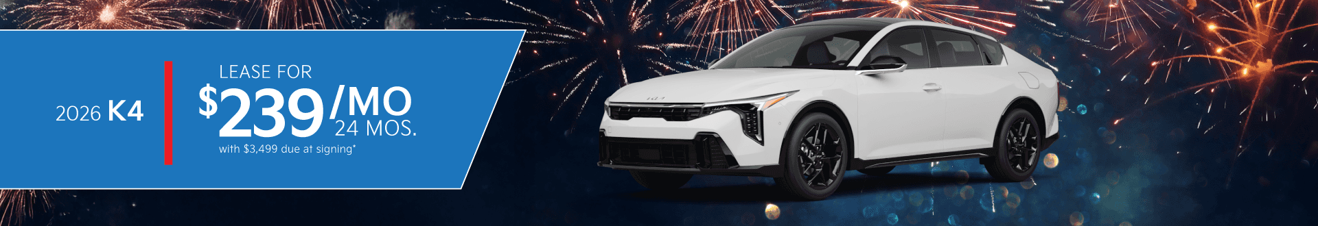 2026 Kia K4: Lease for $239/month for 24 months