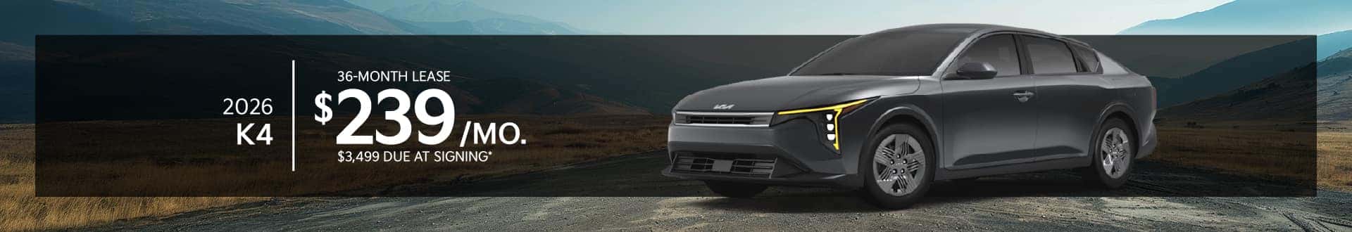 2026 Kia K4: Lease for $239/month for 36 months*