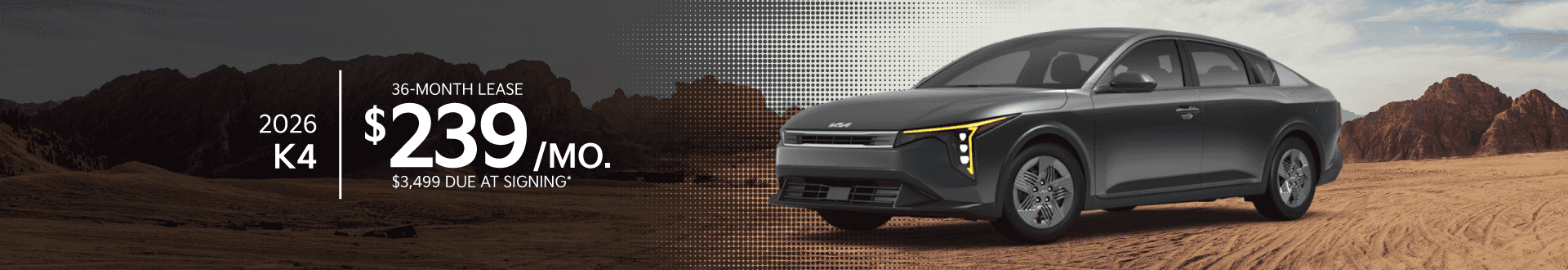 2026 Kia K4: Lease for $239/month for 36 months*