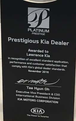 Lawrence Kia Prestigious Award
