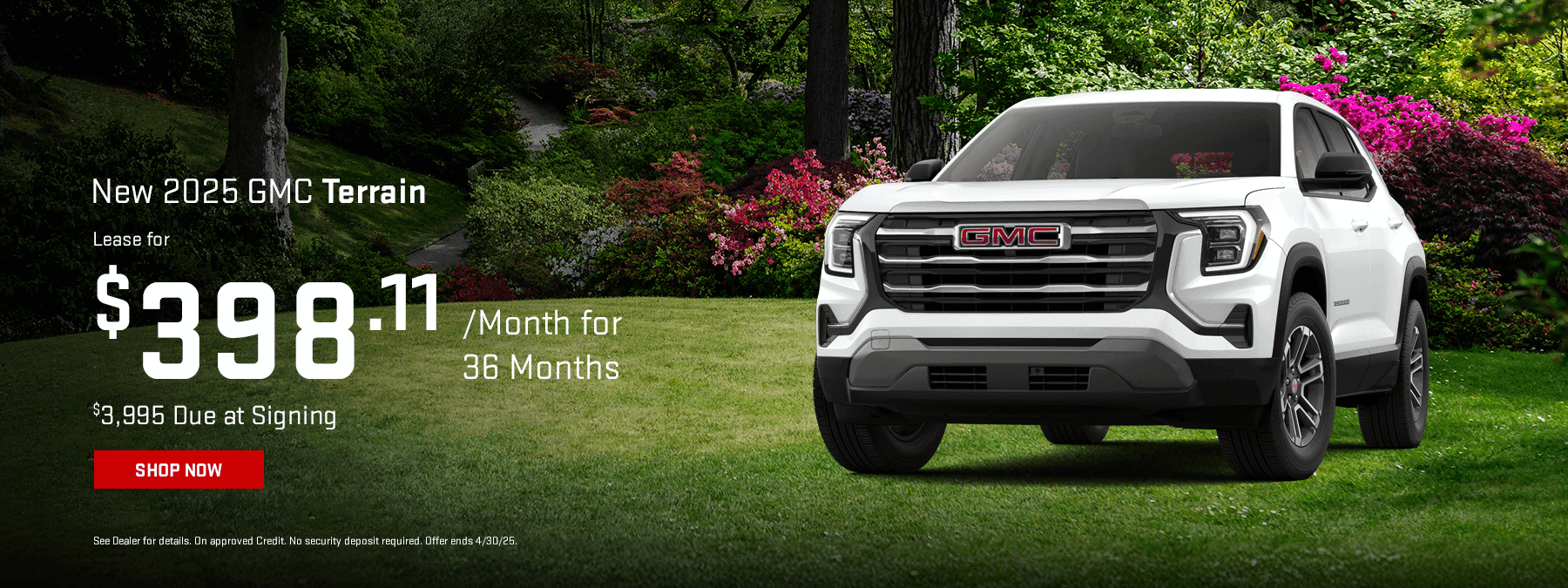 New 2025 GMC Terrain Subtext Lease for $398.11 for 36 Months $3,995 Due at Signing
