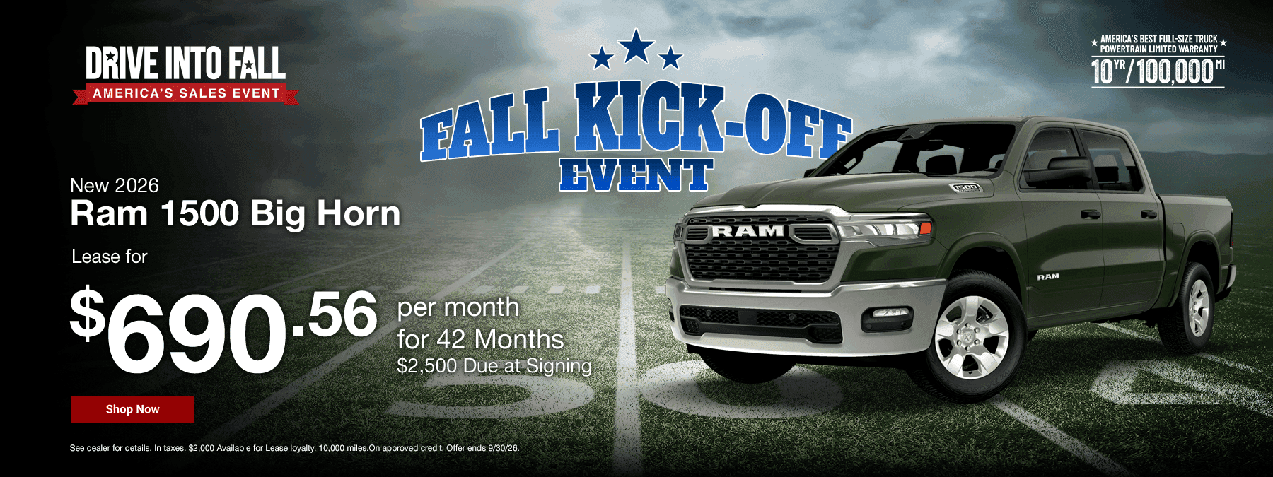 New 2026 Ram 1500 Big Horn Lease for $690.56 per month for 42 Months $2,500 Due at Signing