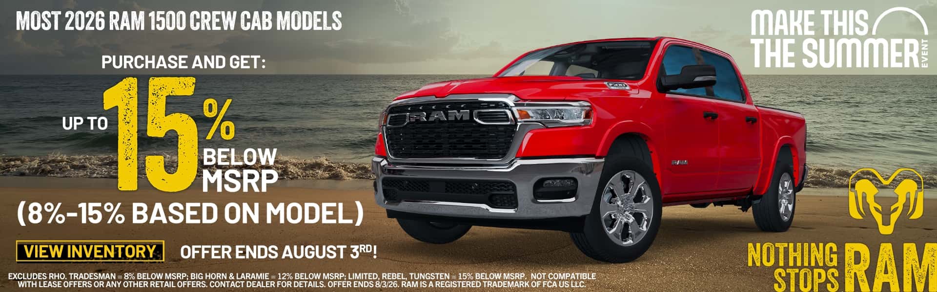 2026 Ram 1500 Crew Cab Models purchase and get up to 15% below MSRP