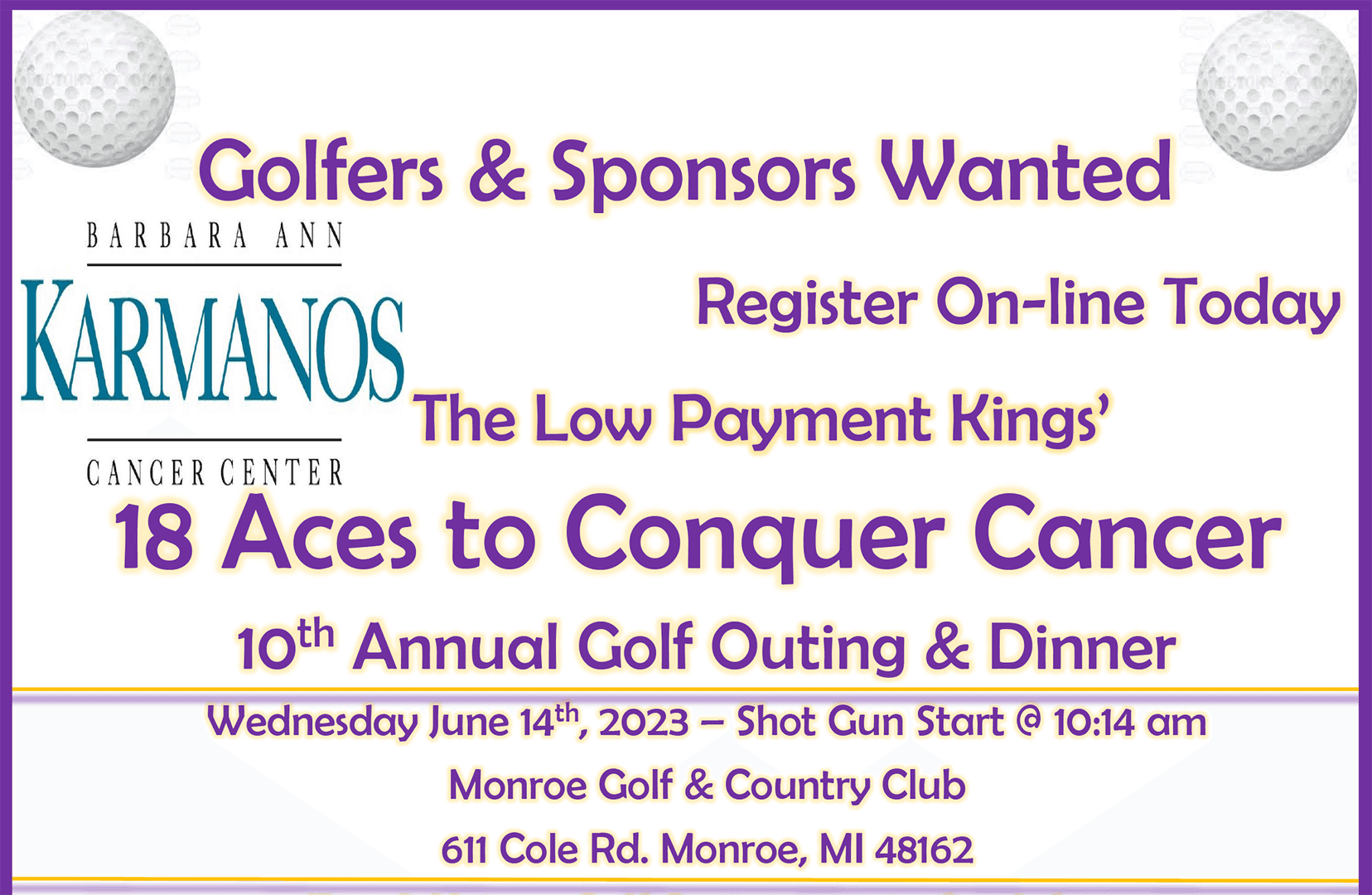 18 Aces to Conquer Cancer 2023 at Monroe Country Club