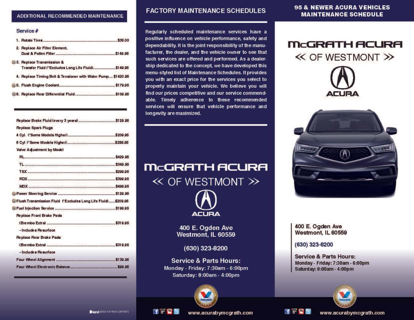 acura auto service menu collision repairs mcgrath acura of westmont