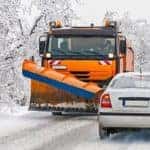 Snow Plow and Car Driving