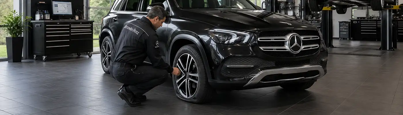Mercedes-Benz Tech Replacing Flat Tire