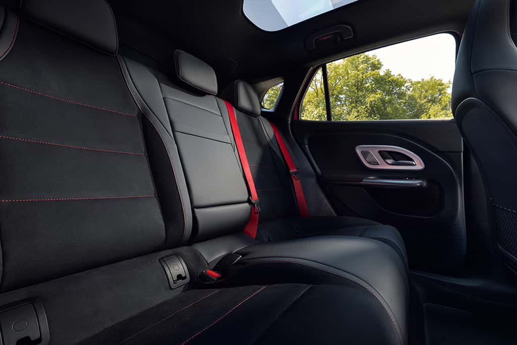 Cargo area and folding rear seats of the all-new 2028 Mercedes-Benz GLA