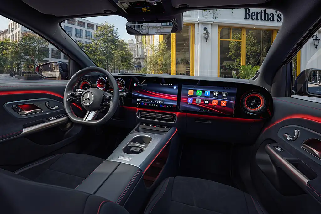 MBUX Virtual Assistant and navigation display in the 2028 Mercedes-Benz GLA