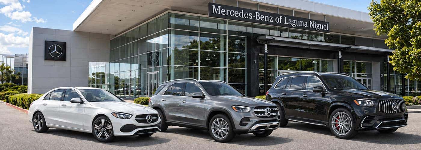 Mercedes-Benz Model Lineup infront of Mercedes-Benz of Laguna Niguel