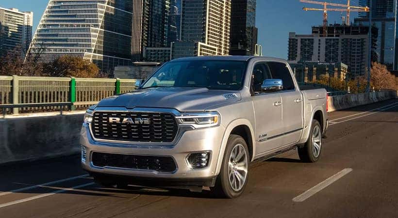 RAM Truck driving on the city streets