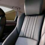 Close on leather trimmed seats inside 2020 Honda Accord