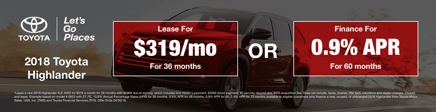 Highlander 2018 Highlander April Offer