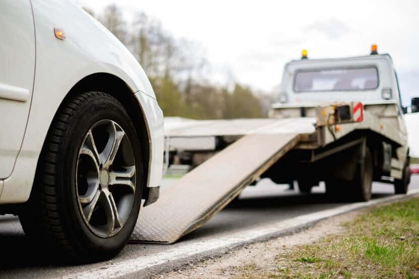 Car being towed