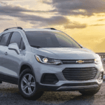 A 2021 Chevy Trax parked in front of the ocean
