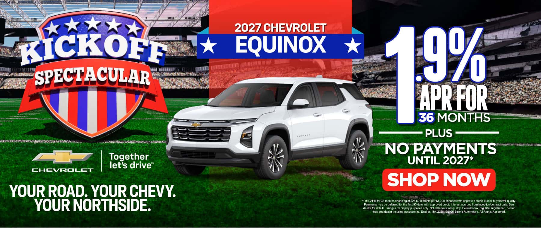 2027 Chevrolet Equinox 1.9% APR for 36 months + No Payments Until 2027*