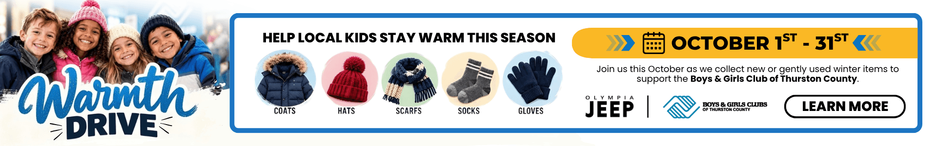 warmth clothing drive at olympia jeep for boys and girls club 2026