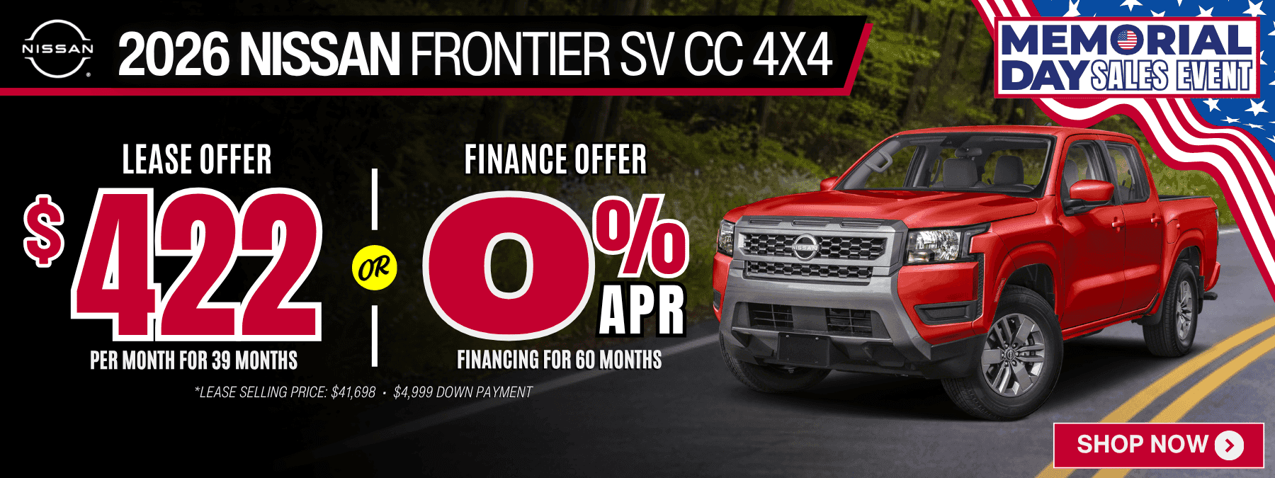 nissan frontier lease apr offer memorial day 2026