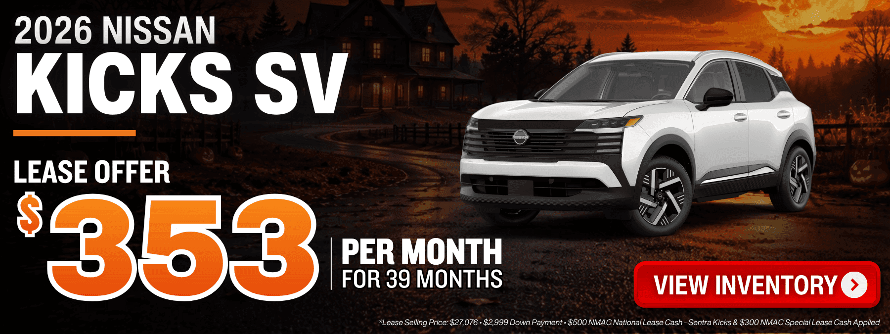 nissan kicks lease offer october 2026