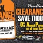 Black & Orange Pre-Owned Tag Sale or 0% Annual Percentage Rate on New Harleys