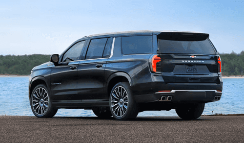 Chevrolet SUV parked by a lake