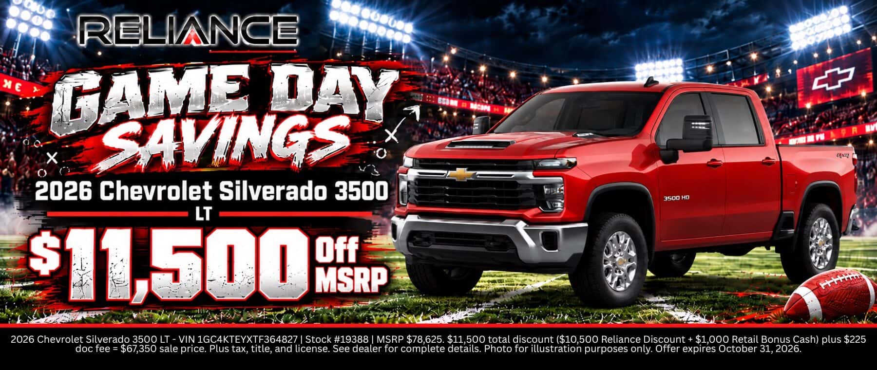 Reliance Chevrolet October 2026 Incentives