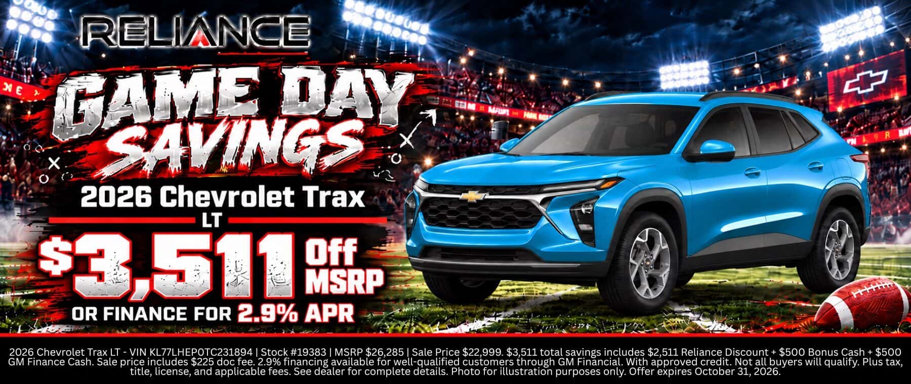 Reliance Chevrolet October 2026 Incentives