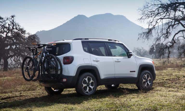 2020 Jeep Renegade exterior parked in field with bikerack