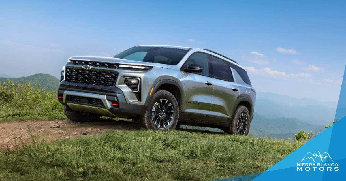 Silver 2025 Chevrolet Traverse on rocky terrain | Sierra Blanca Motors