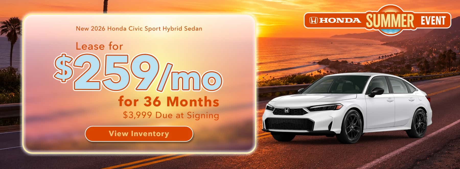 2026 Honda Civic Sport Hybrid Lease for $259/mo – Spartanburg, SC