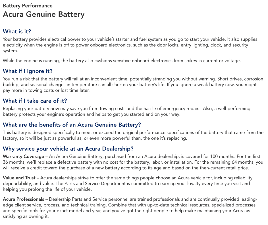 Genuine Acura Battery Speedcraft Acura