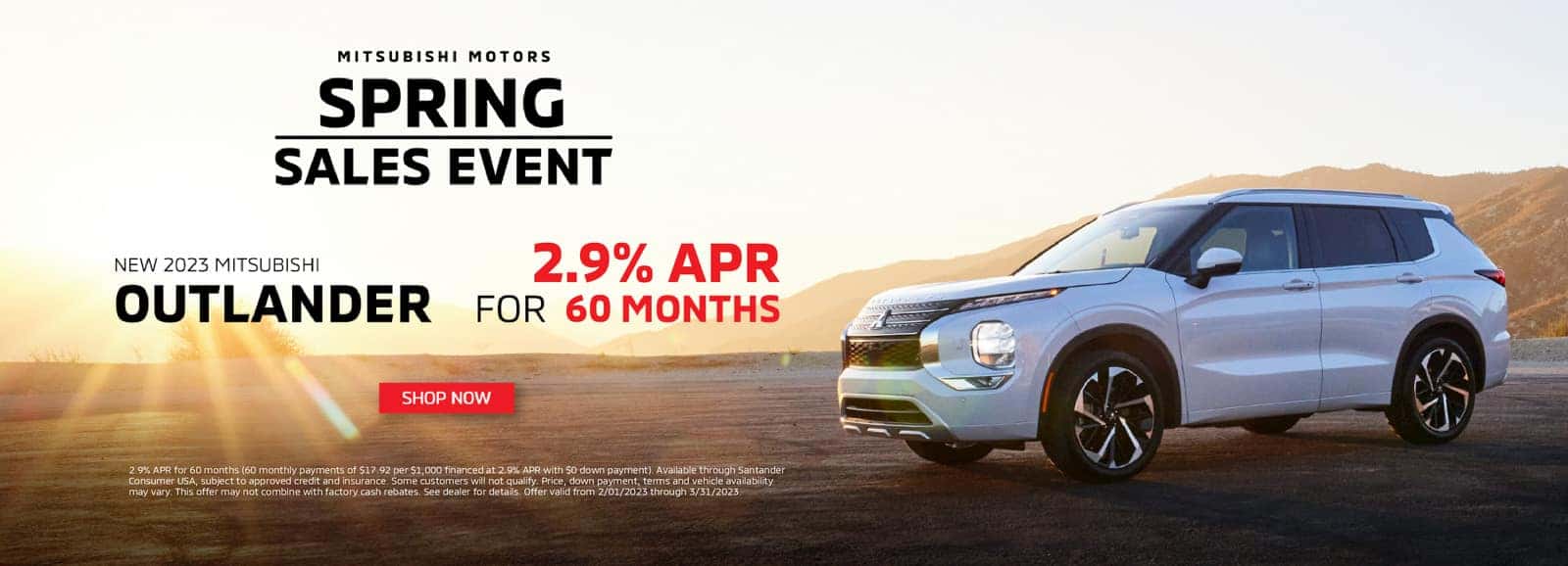 spring sales event outland white suv in the sun