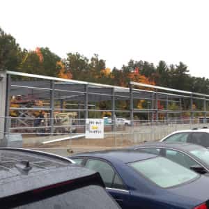 October 16, 2015 - Most of the steel framing has been placed for the service department expansion. View from right side of building.