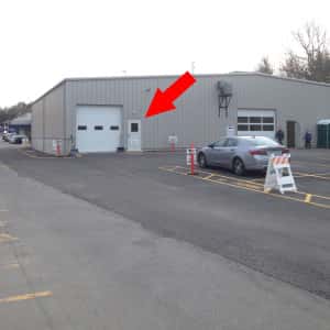 Temporary service parking and entrance.