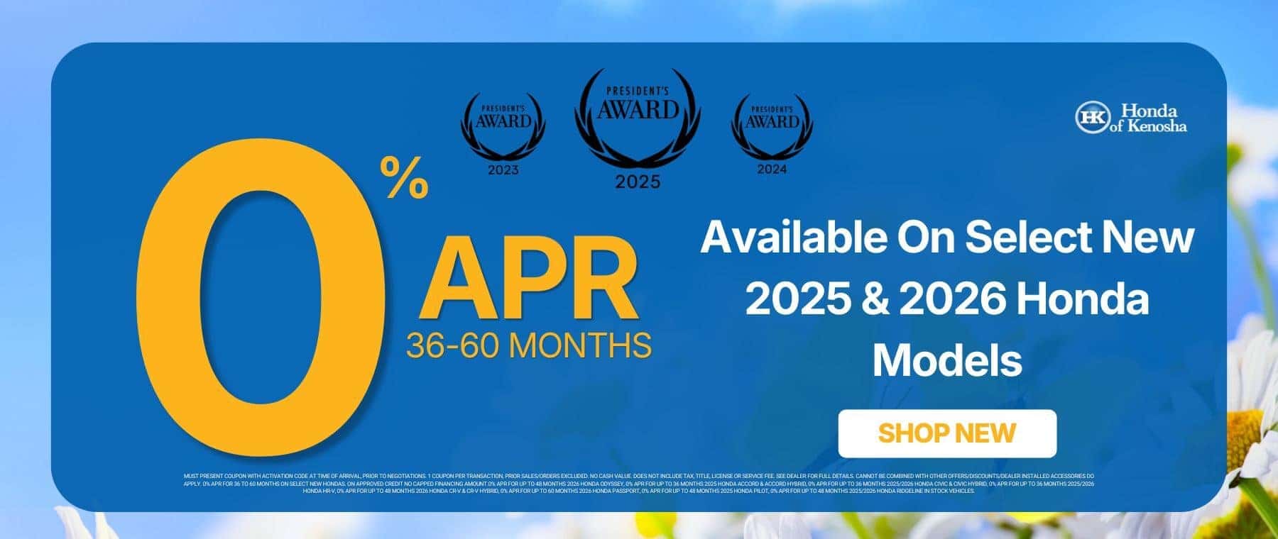 Honda of Kenosha | 0% on New Vehicles