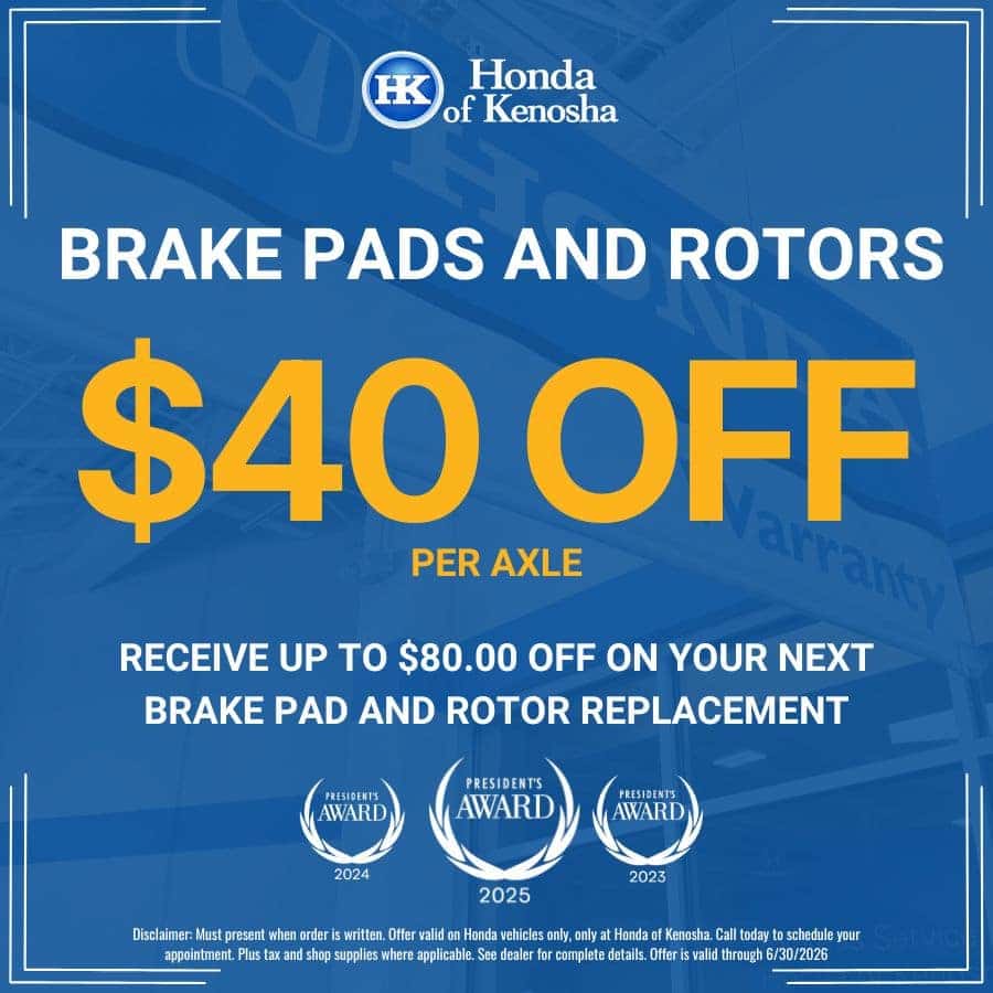 Honda of Kenosha | Brake Pads and Rotors