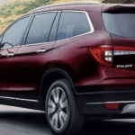 2019 Honda Pilot in red.