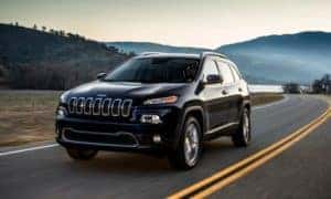 A 2014 Jeep Cherokee Trailhawk on a highway