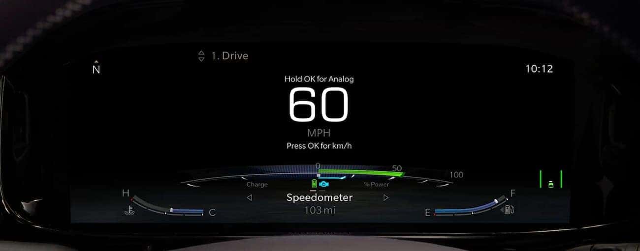 The gauge screen on a 2022 Wagoneer is shown.