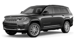 A grey 2021 Jeep Grand Cherokee L is angled left.