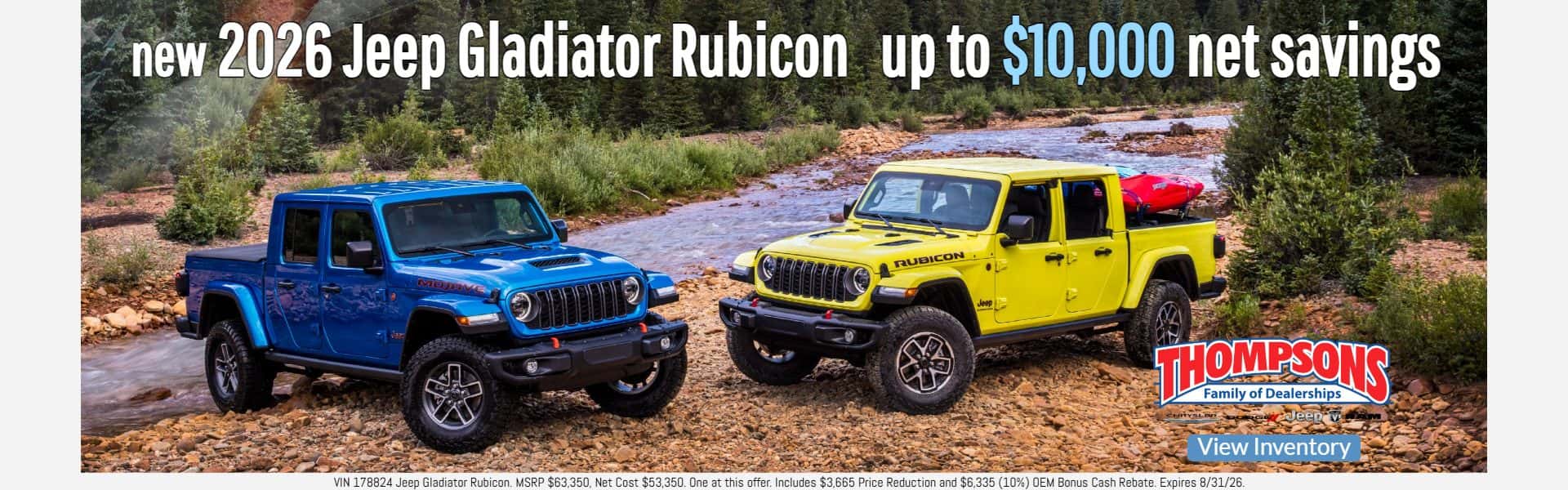 $10,000 net savings 2026 jeep gladiator rubicon for sale in placerville