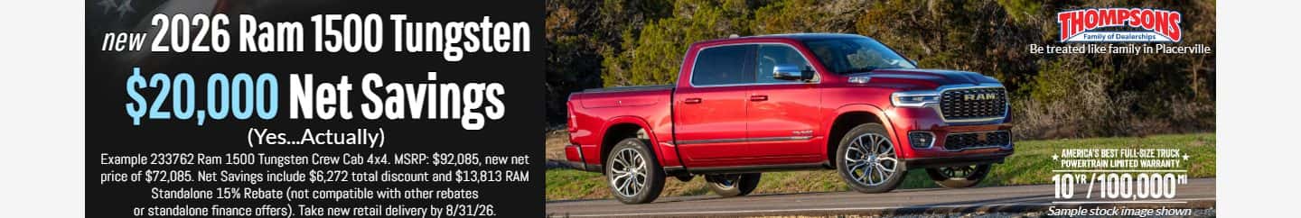 $20,000 net savings new 2026 ram 1500 tungsten for sale in placerville