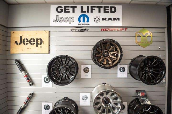 Wheels hanging on the wall