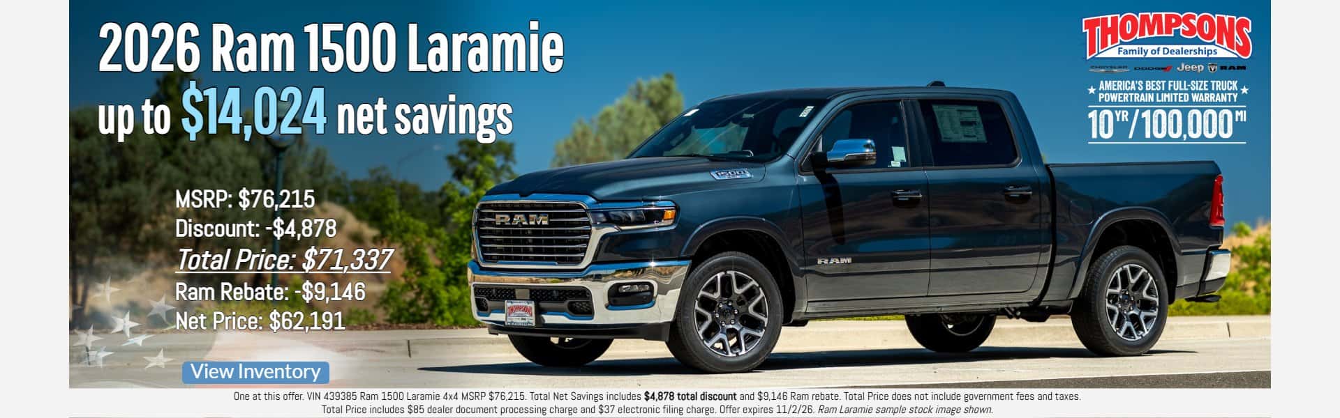 new 2026 ram 1500 laramie for sale in Placerville