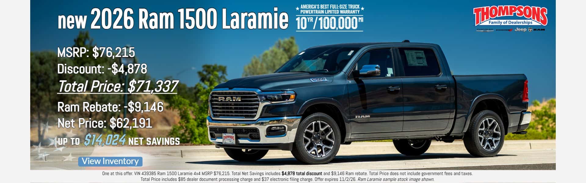 new 2026 ram 1500 laramie for sale in Placerville