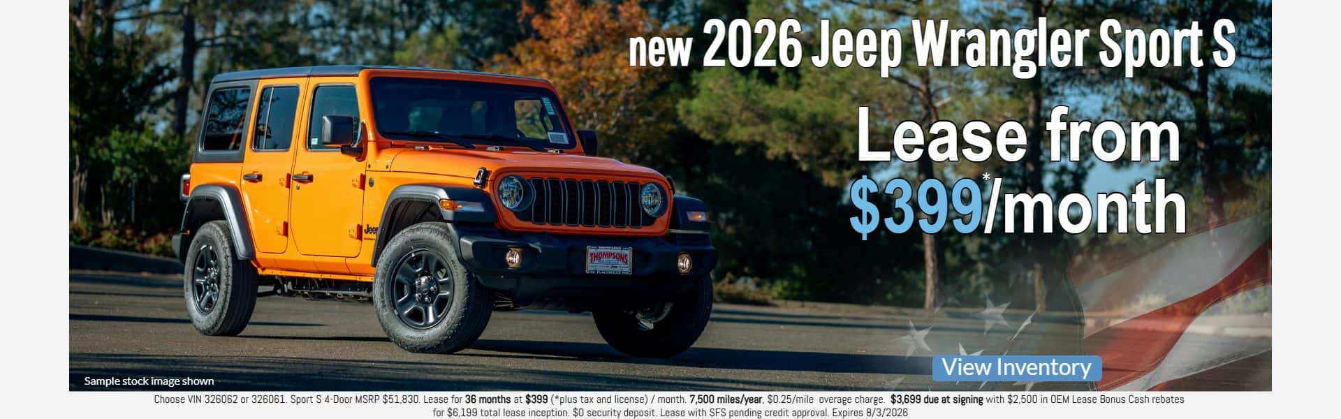 2026 jeep wrangler lease special $399 a month