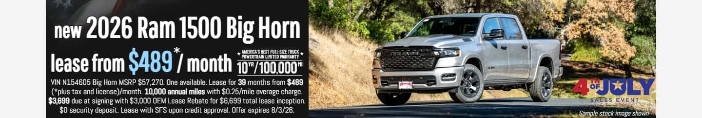 2026 ram 1500 big horn lease special placerville
