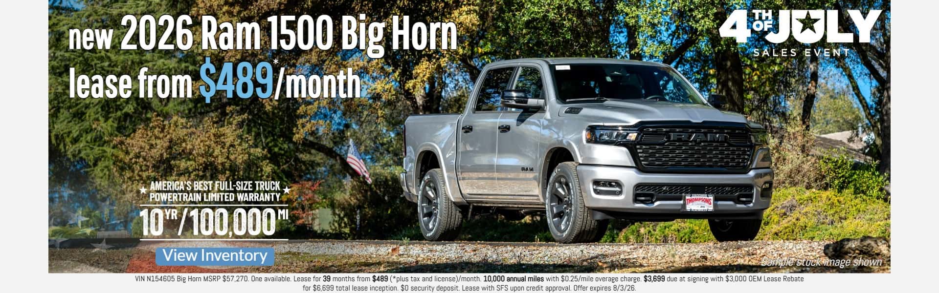 2026 ram 1500 big horn lease special placerville