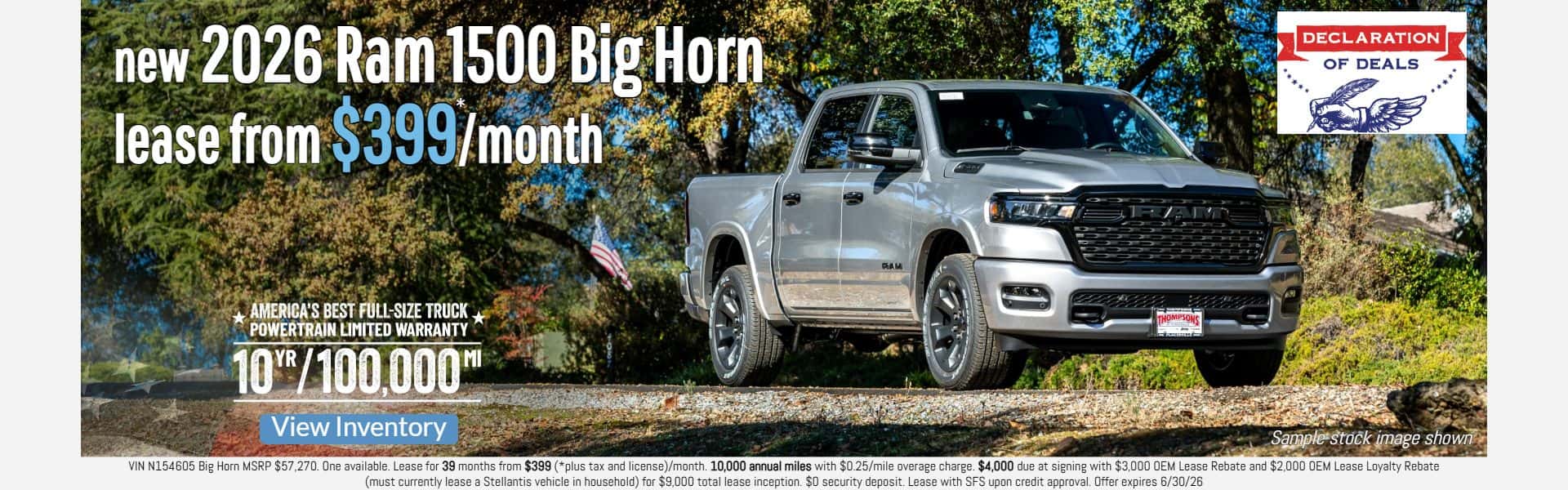 new 2026 Ram 1500 Big Horn $399 a month lease special in Placerville, CA